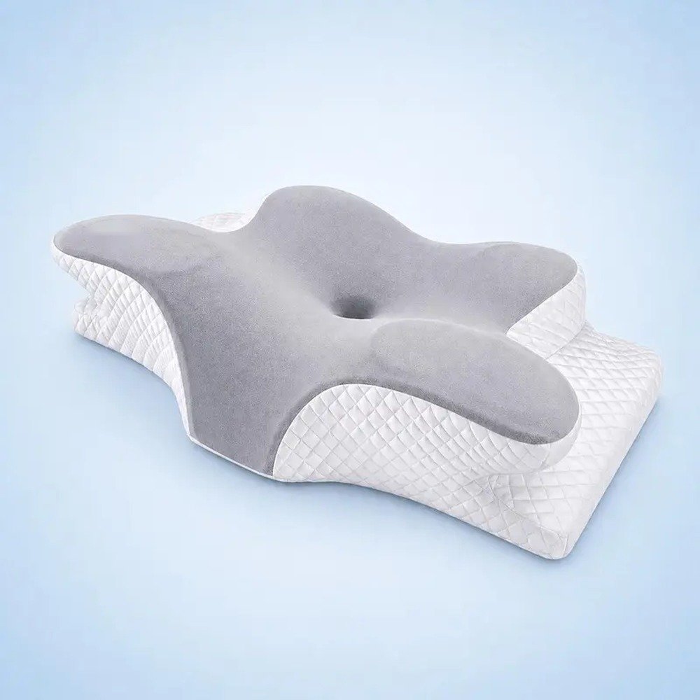 Travesseiro cervical visto em detalhe